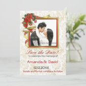 Poinsettia Bells Wedding Save The Date (Staand voorkant)