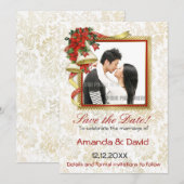 Poinsettia Bells Wedding Save The Date (Voorkant / Achterkant)