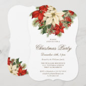Poinsettia Berries Botanical Christmas Party Kaart (Voorkant / Achterkant)