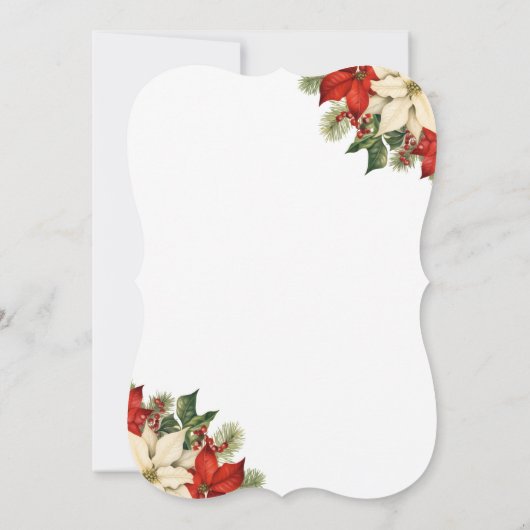 Poinsettia Berries Botanical Christmas Party Kaart (Achterkant)
