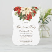Poinsettia Berries Botanical Christmas Party Kaart (Staand voorkant)