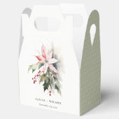 Poinsettia Berries Foliage Waterverf bruiloft Bedankdoosjes (Geopend)