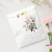 Poinsettia Berries Foliage Waterverf bruiloft Bedankzakje (Gezegeld)