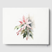 Poinsettia Berries Foliage Waterverf bruiloft Gastenboek (Achterkant)