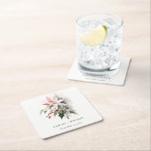 Poinsettia Berries Foliage Waterverf bruiloft Kartonnen Onderzetters (Insitu)