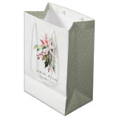 Poinsettia Berries Foliage Waterverf bruiloft Medium Cadeauzakje (Voorkant Gekanteld)