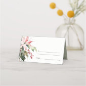 Poinsettia Berries Foliage Waterverf bruiloft Plaatskaartje (Achterkant)