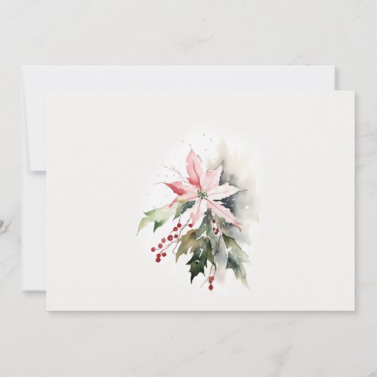 Poinsettia Berries Foliage Waterverf bruiloft Save The Date (Achterkant)