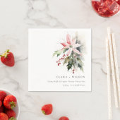 Poinsettia Berries Foliage Waterverf bruiloft Servet (Insitu)