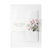 Poinsettia Berries Foliage Waterverf bruiloft Uitnodigingen Wikkel (Voorkant Voorbeeld)