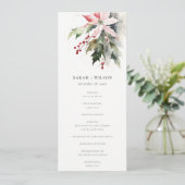 Poinsettia Berries Foliage Wedding Program Kaart (Staand voorkant)
