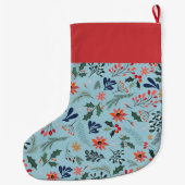 Poinsettia Berries Leaves Holiday Grote Kerstsok (Achterkant)