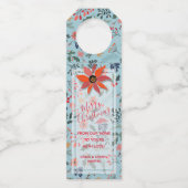 Poinsettia Berries Leaves Holiday Kerstmis Flessenhanger (Voorkant)