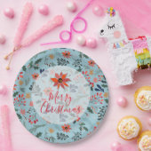 Poinsettia Berries Leaves Holiday Kerstmis Papieren Bordje (Feest)