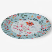 Poinsettia Berries Leaves Holiday Kerstmis Papieren Bordje (Gekanteld)