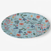 Poinsettia Berries Leaves Holiday Kerstmis Papieren Bordje (Gekanteld)