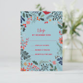 Poinsettia Berries Leaves Holiday Kerstmis RSVP Kaartje (Staand voorkant)