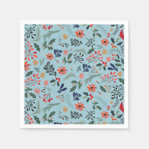 Poinsettia Berries Leaves Holiday Kerstmis Servet