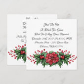 Poinsettia Berry Black Stropdas Event Invitation Kaart (Voorkant / Achterkant)