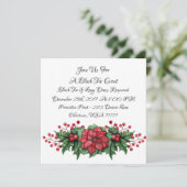 Poinsettia Berry Black Stropdas Event Invitation Kaart (Staand voorkant)