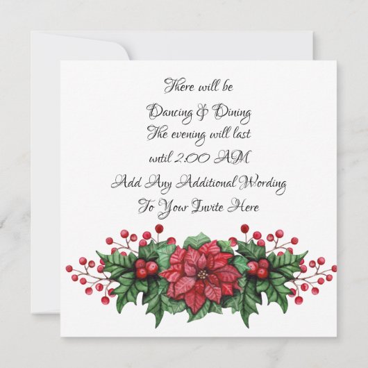 Poinsettia Berry Black Stropdas Event Invitation Kaart (Achterkant)