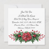 Poinsettia Berry Black Stropdas Event Invitation Kaart (Voorkant)