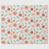 Poinsettia Berry Cream White Kerstmis Cadeaupapier (Vlak)
