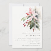 Poinsettia Berry Foliage Waterverf Baby shower Kaart (Voorkant)