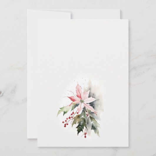 Poinsettia Berry Foliage Waterverf Baby shower Kaart (Achterkant)
