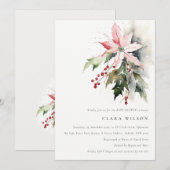 Poinsettia Berry Foliage Waterverf Baby shower Kaart (Voorkant / Achterkant)