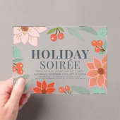 Poinsettia & Berry Holiday Soirée Party Clear Acryl Uitnodigingen (Insitu (Draagbaar))