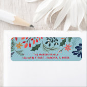 Poinsettia Berry Leaves Kerstfeestdag Adres Etiket (Insitu)