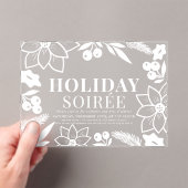Poinsettia & Berry White Holiday Soirée Party Acryl Uitnodigingen (Insitu (Draagbaar))