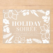 Poinsettia & Berry White Holiday Soirée Party Acryl Uitnodigingen (Voorkant)
