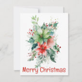 Poinsettia bessen en bladeren kerst Kaart (Voorkant)