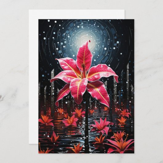 Poinsettia Bloem Abstracte Kerst Kaarten (Voorkant / Achterkant)