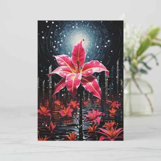 Poinsettia Bloem Abstracte Kerst Kaarten (Staand voorkant)