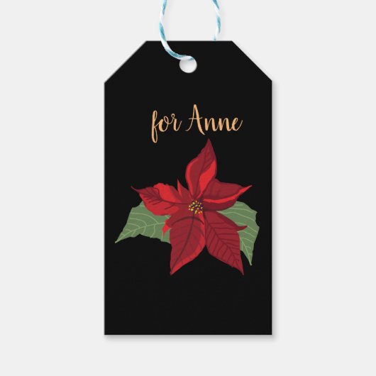Poinsettia-bloem Cadeaulabel (Voorkant)