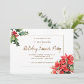 Poinsettia bloem Corporate Kerstfeest Kaart (Staand voorkant)