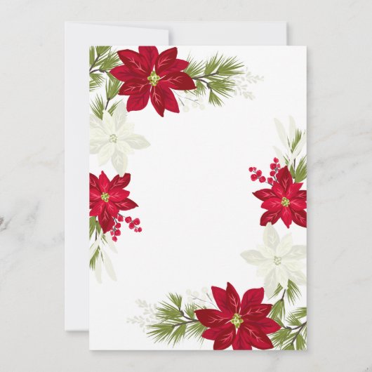 Poinsettia Bloem en dennenbruiloft Kaart (Achterkant)