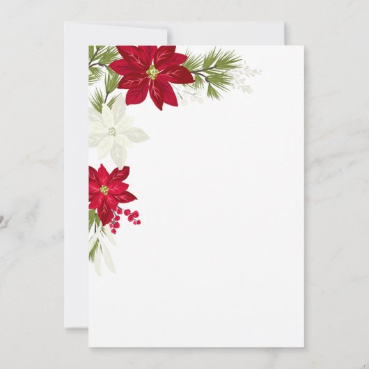 Poinsettia Bloem en dennenbruiloft Kaart (Achterkant)