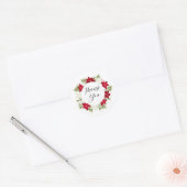 Poinsettia Bloem en Pine Ronde Dank u Ronde Sticker (Envelop)