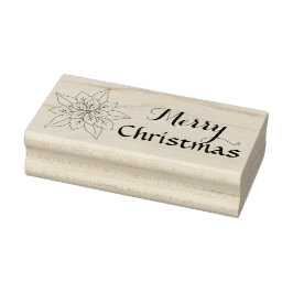 Poinsettia Bloem Illustratie, Vrolijk Kerstfeest Rubberstempel