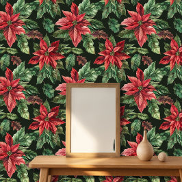Poinsettia bloem kerst behang