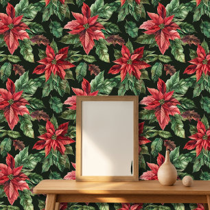 Poinsettia bloem kerst behang