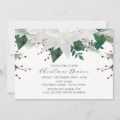 Poinsettia Bloem Kerst Dinner Uitnodiging (Voorkant)