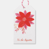 Poinsettia Bloem Kerstmis Cadeaulabel (Voorkant)