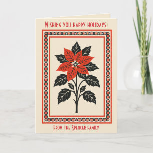 Poinsettia Bloem Nordic Kerstmis Minimaal Stijl Kaart