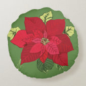 Poinsettia-bloem Rond Kussen (Achterkant)
