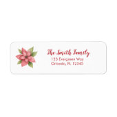 Poinsettia Bloem Schilderen Retouradres Label (Voorkant)
